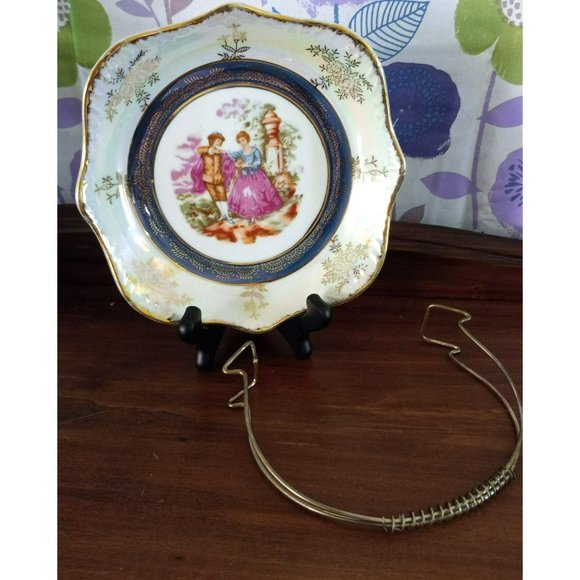 Vintage Lusterware Candy Dish w/handle, Porcelain Basket with Removeable Metal B - Picture 2 of 9